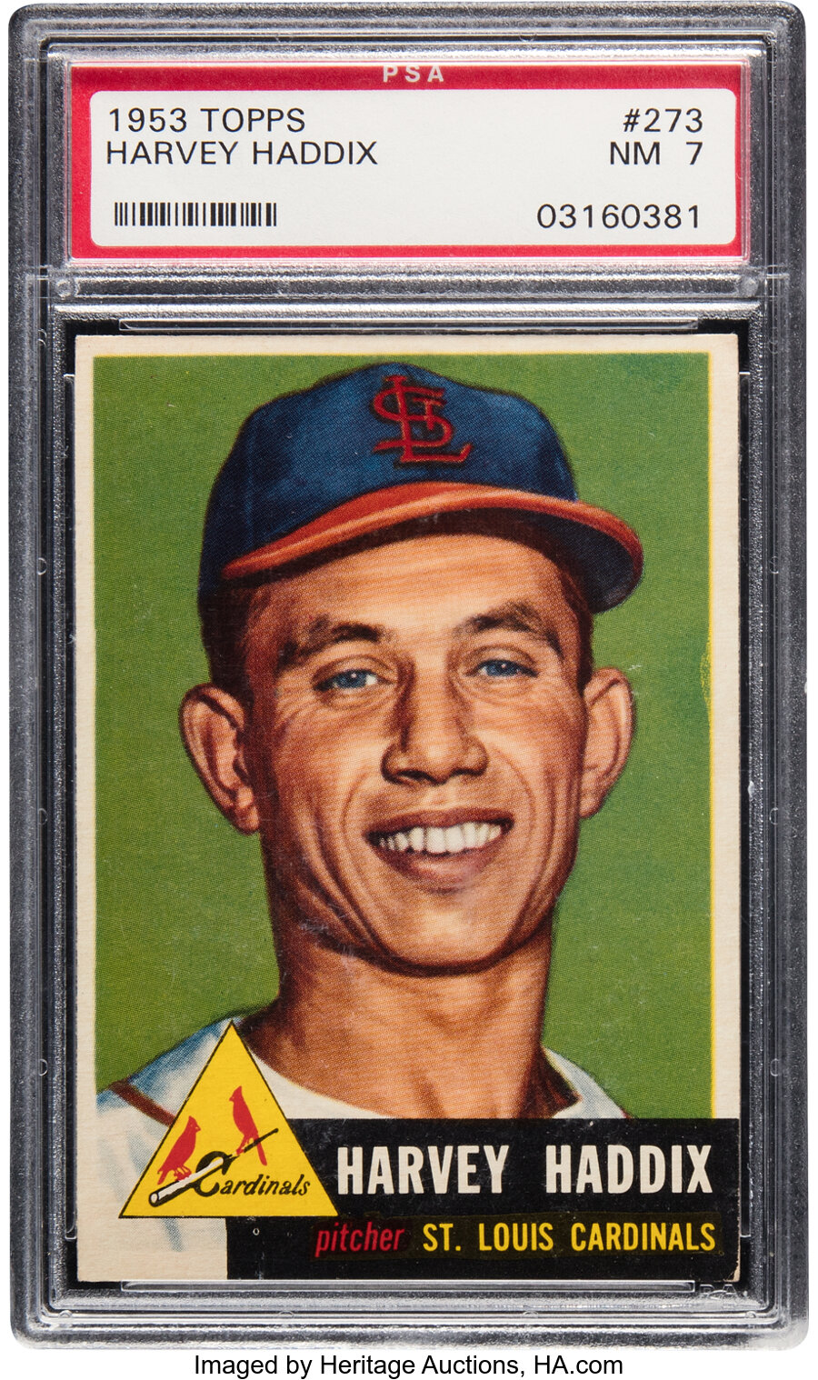 1953 Topps Harvey Haddix Rookie #273 PSA NM 7