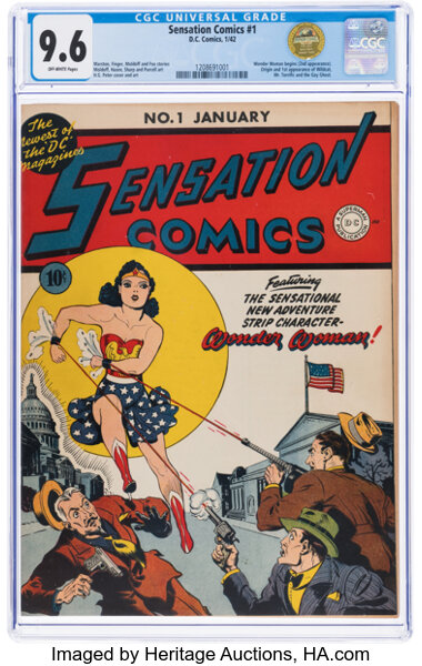 Golden Age (1938-1955):Superhero, Sensation Comics #1 (DC, 1942) CGC NM+ 9.6 Off-white pages...