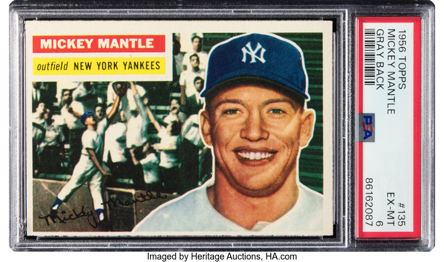 1956 Topps Mickey Mantle (Gray Back) #135 PSA EX-MT 6