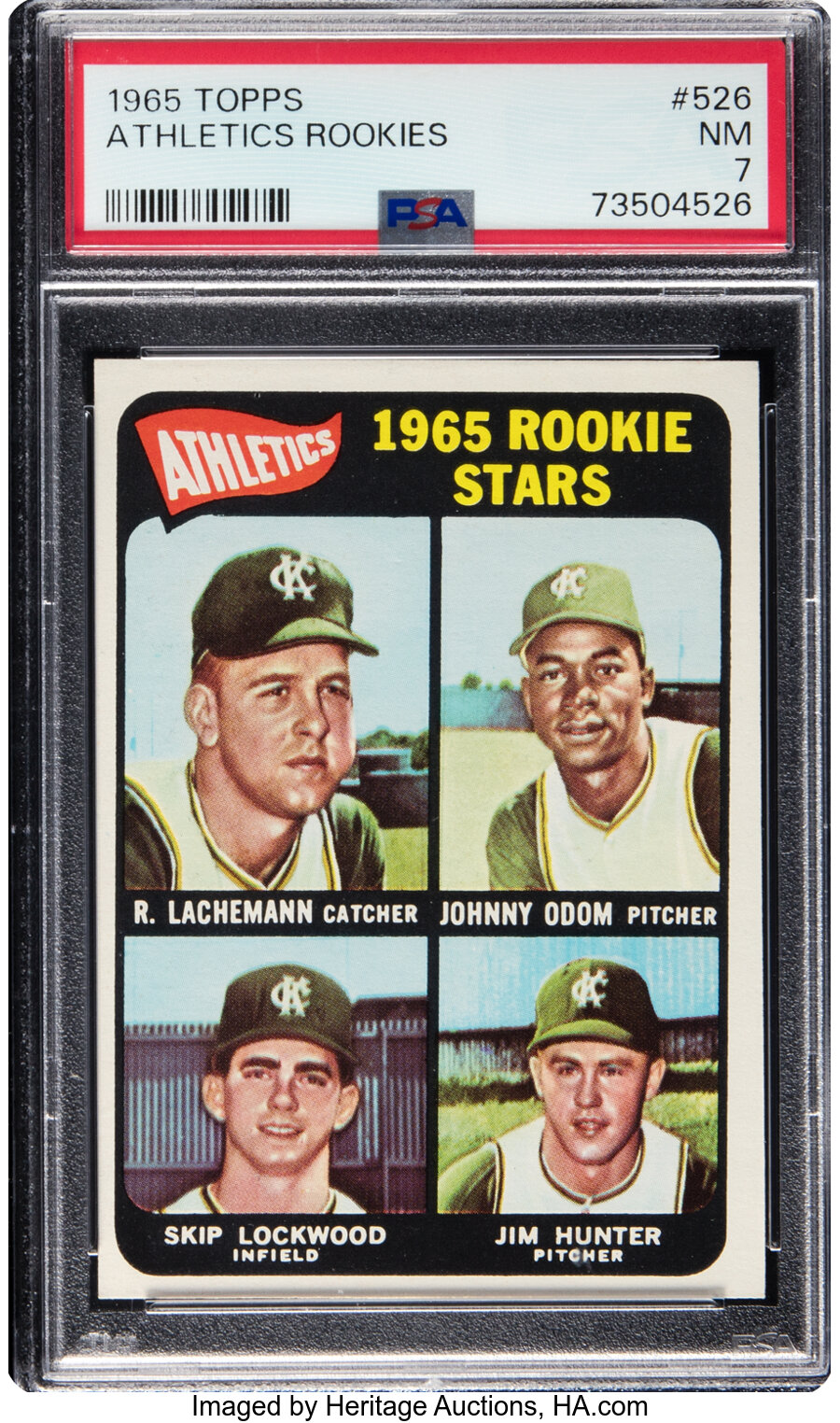 1965 Topps Catfish Hunter - Athletics Rookie Stars #526 PSA NM 7