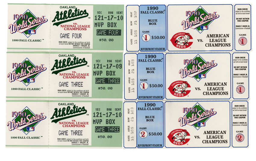 1990 World Series Ticket Stubs Lot of 6. The 1990 World Series, Lot #42114