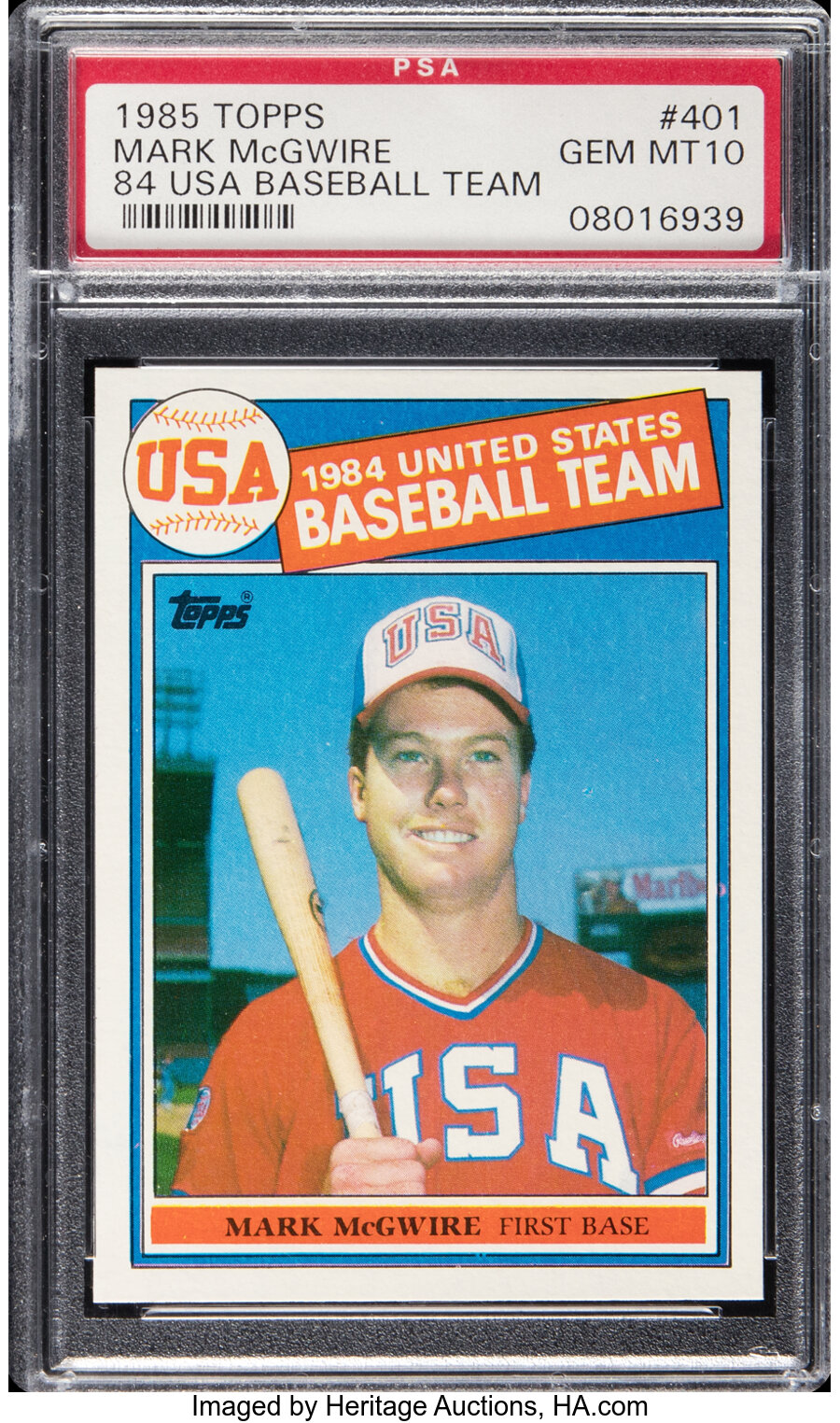 1985 Topps Mark McGwire (1984 USA Baseball Team) Rookie #401 PSA Gem Mint 10