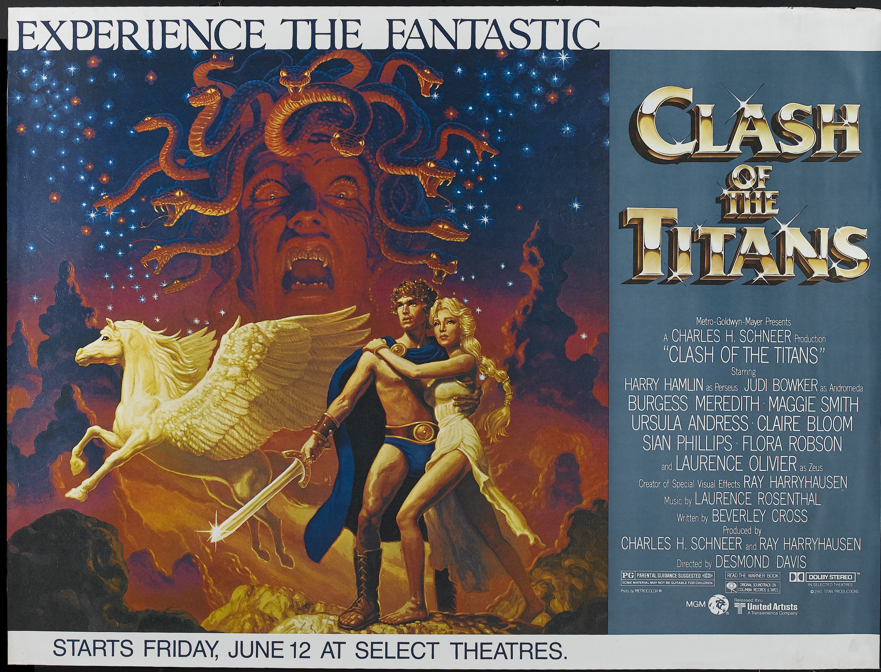 CLASH OF THE TITANS” (MGM 1981) Harry Hamlin as Perseus Judi