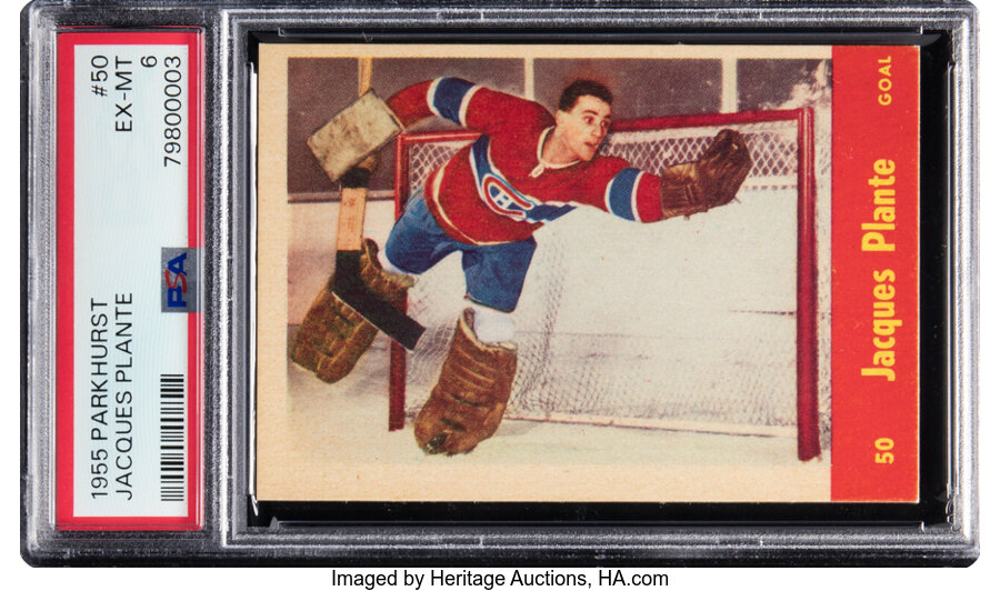 1955 Parkhurst Jacques Plante Rookie #50 PSA EX-MT 6