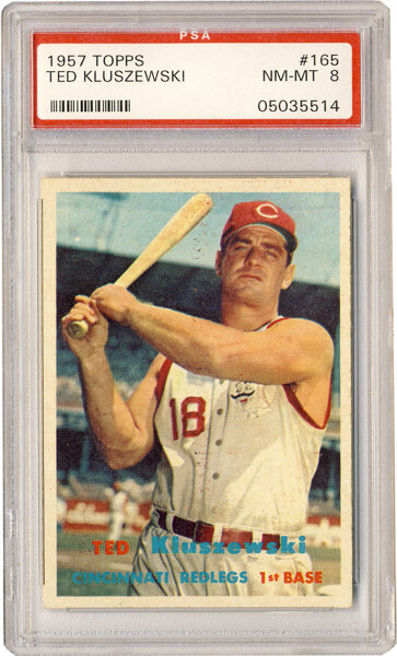 1957 Topps Ted Kluszewski #165 PSA NM-MT 8. Visually stunning #165