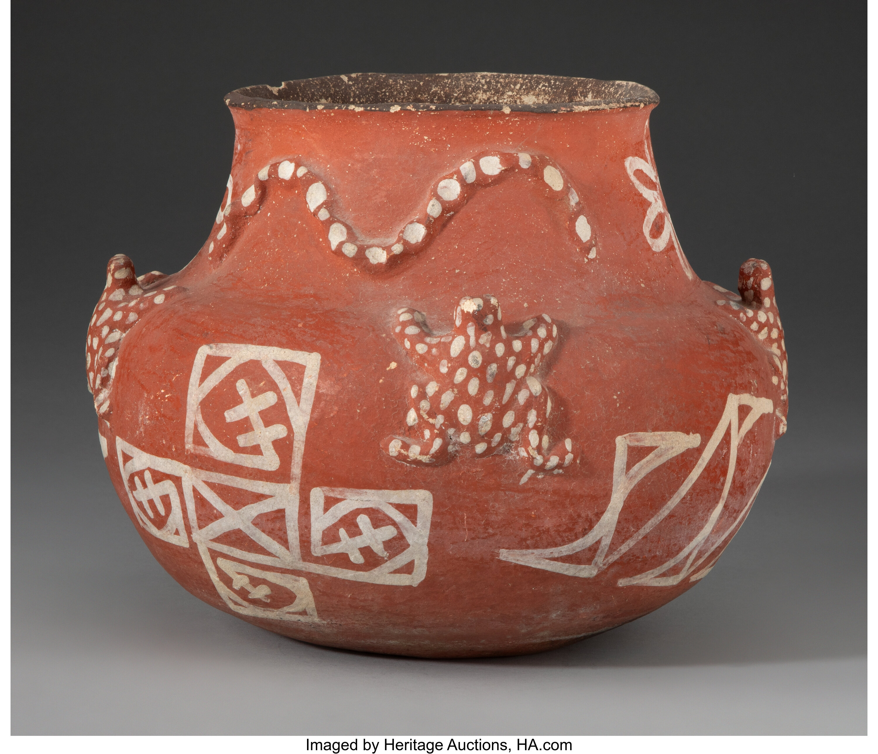 A Zuni White-On-Red Frog Effigy Jar... American Indian Art Pottery ...