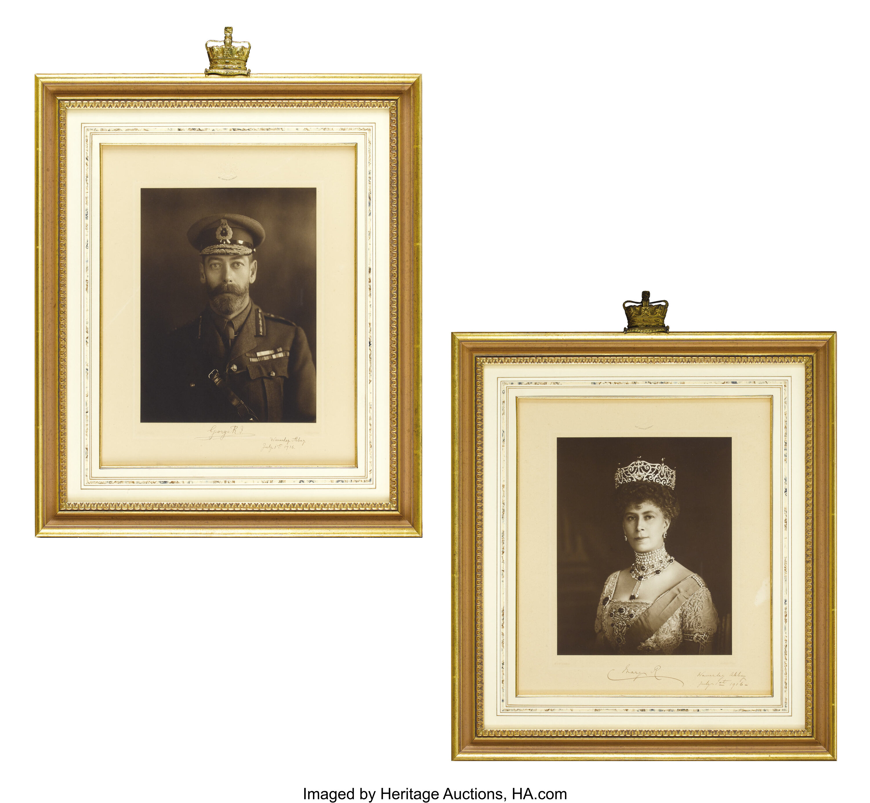 Pair Of Engravings Of King George V And Queen Mary By Downey
