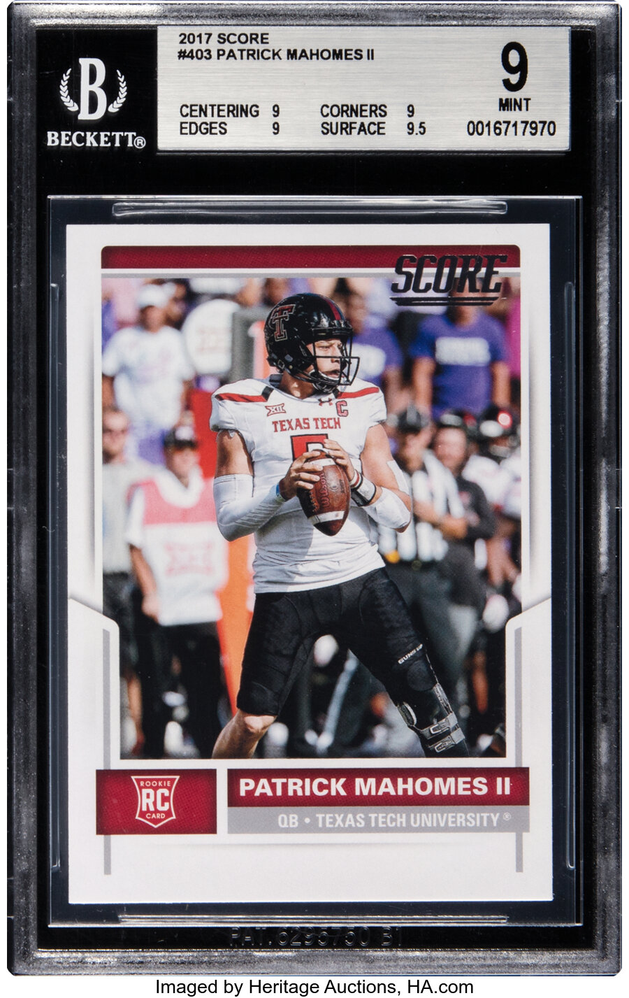 2017 Panini Score Patrick Mahomes II Rookie #403 BGS Mint 9