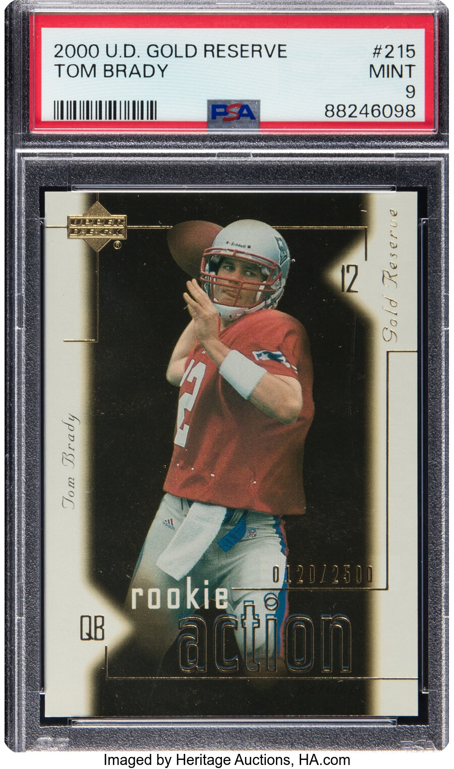 2000 Upper Deck Gold Reserve Tom Brady Rookie #215 PSA Mint 9 - #0120/2500