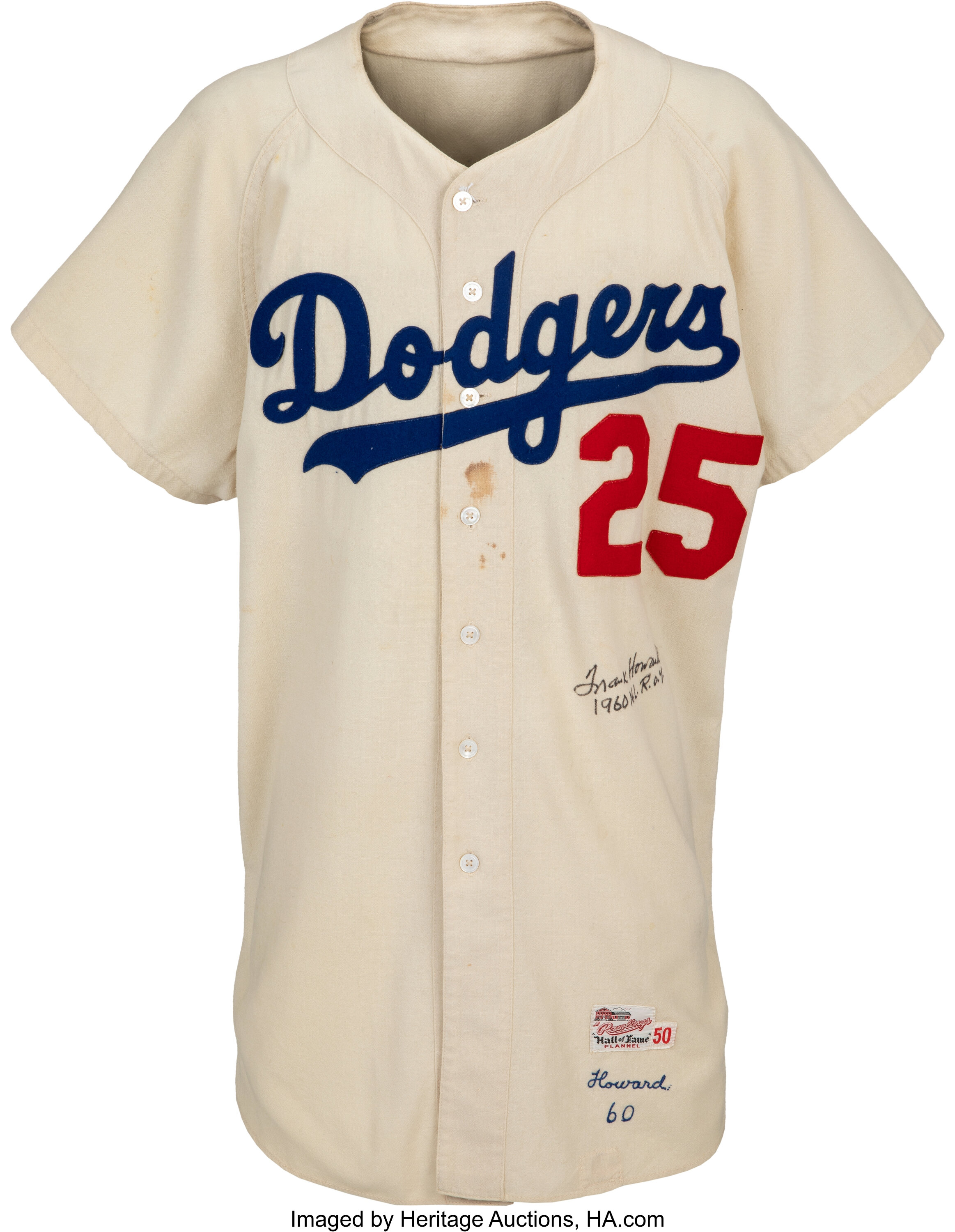 1960 Frank Howard Game Worn & Signed Los Angeles Dodgers | Lot #82188 ...