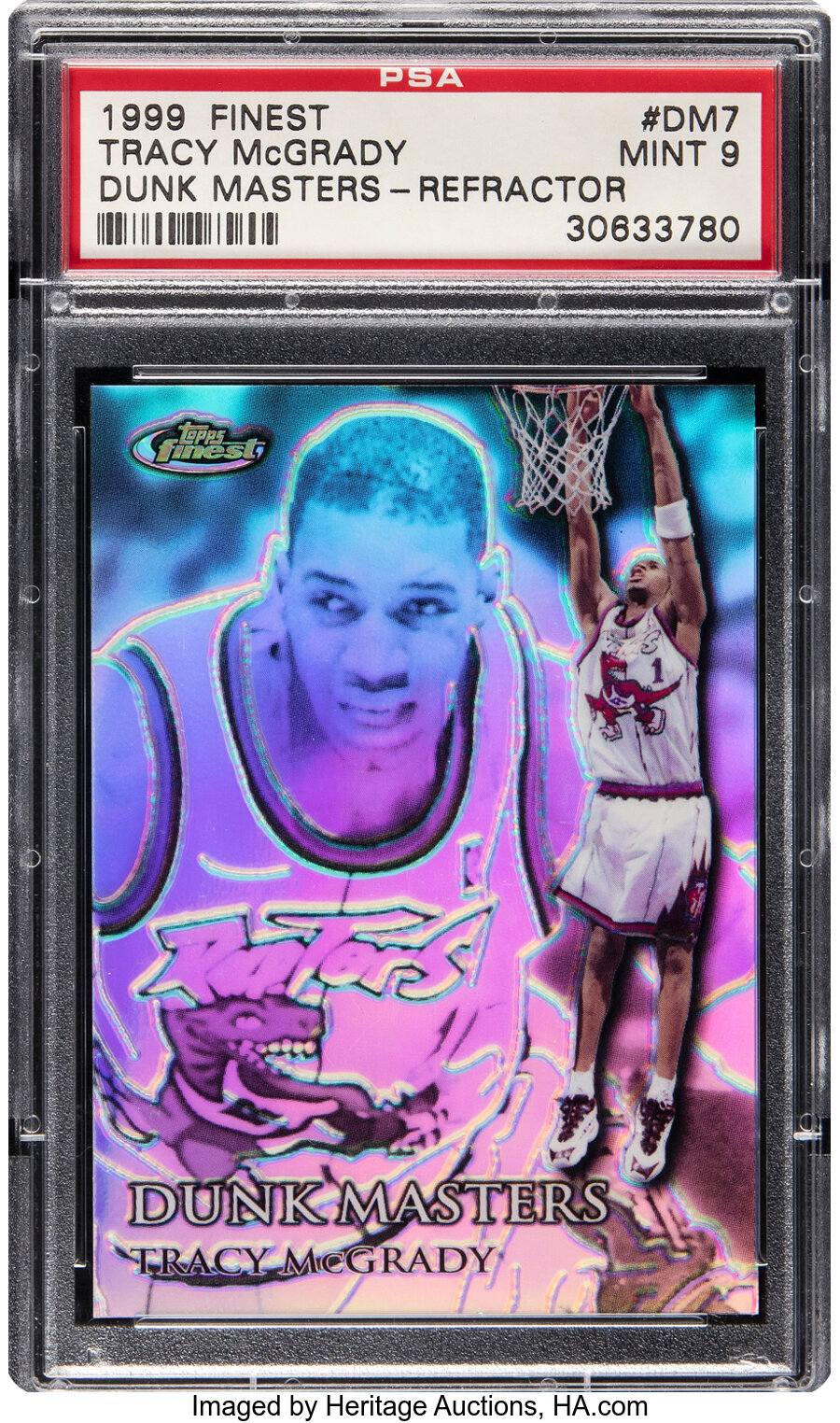 1999 Topps Finest Dunk Masters Tracy McGrady (Dunk Masters -Refractor) #DM7 PSA Mint 9 - Serial #'d 84/150