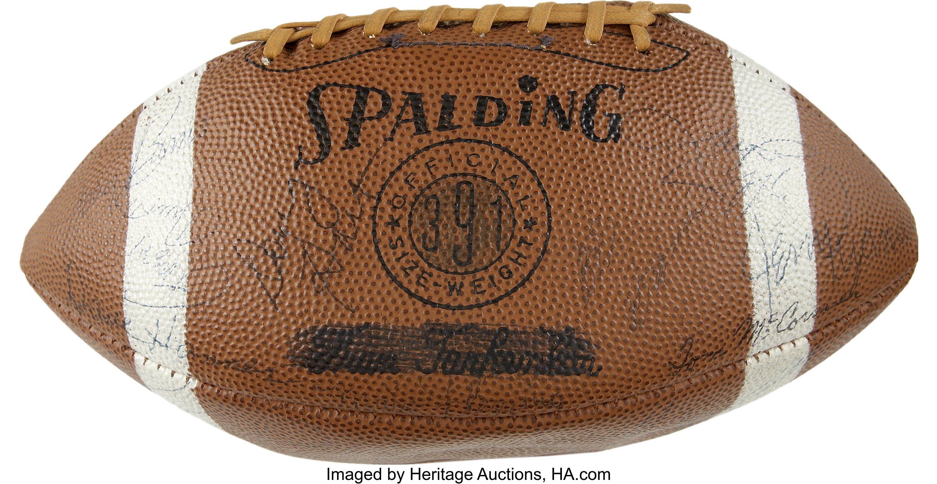 1967 Green Bay Packer World Champion Team Signed Football. 1967