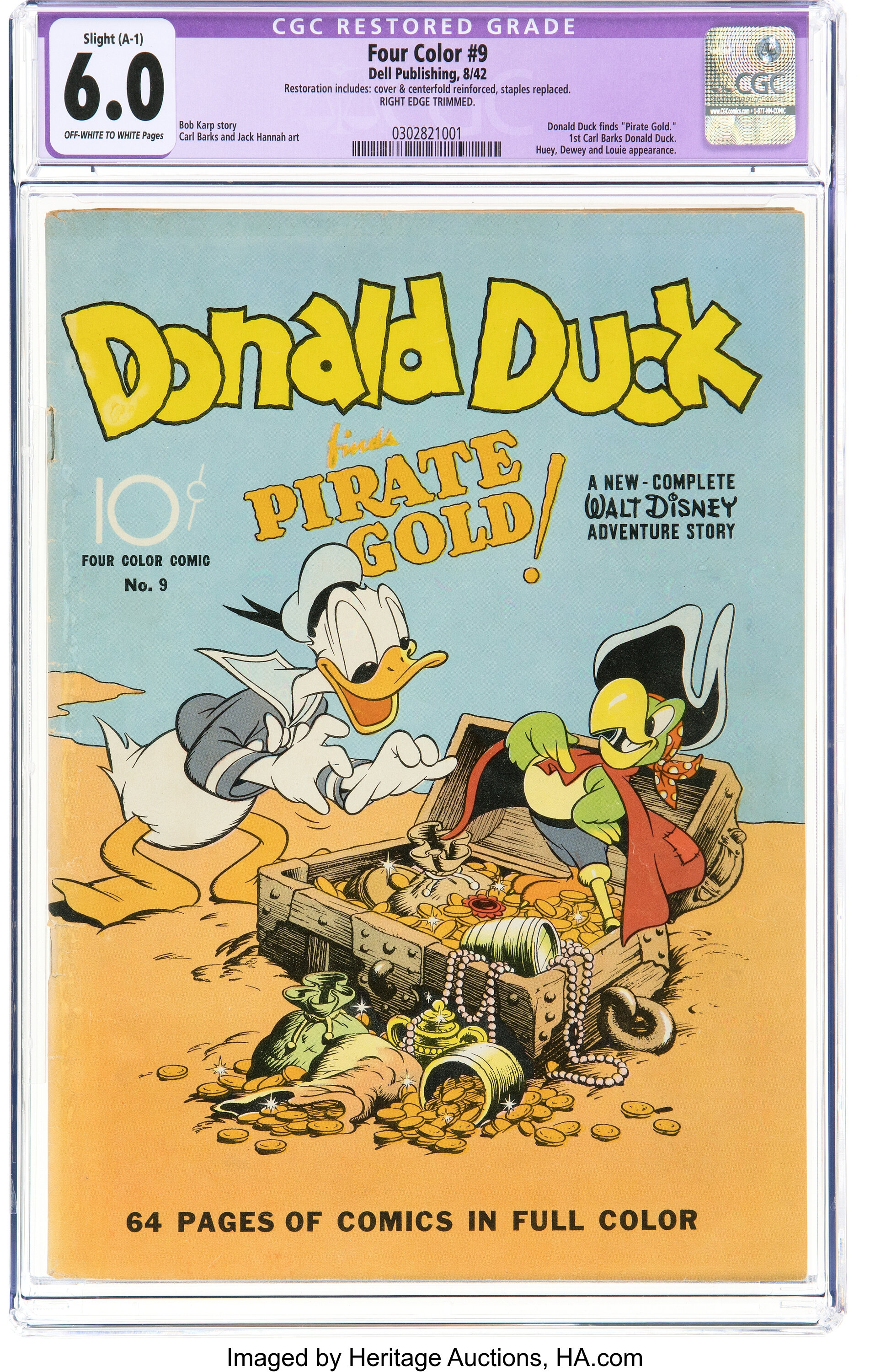 Four Color #9 Donald Duck - Trimmed (Dell, 1942) CGC Apparent FN | Lot ...