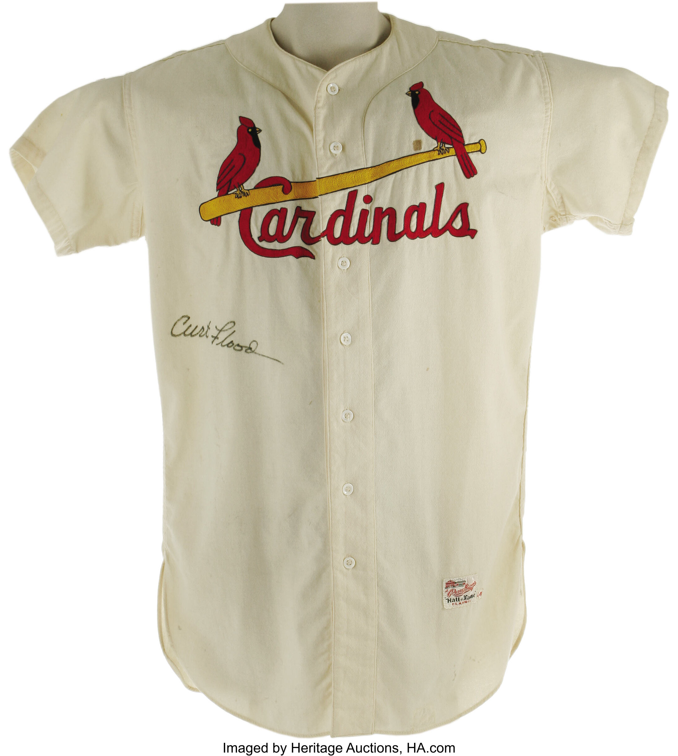 1960's Curt Flood Signed St. Louis Cardinals Jersey. Home white