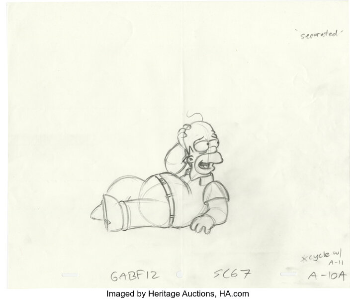 The Simpsons Homer Simpson Animation Drawing Original Art Lot Heritage Auctions