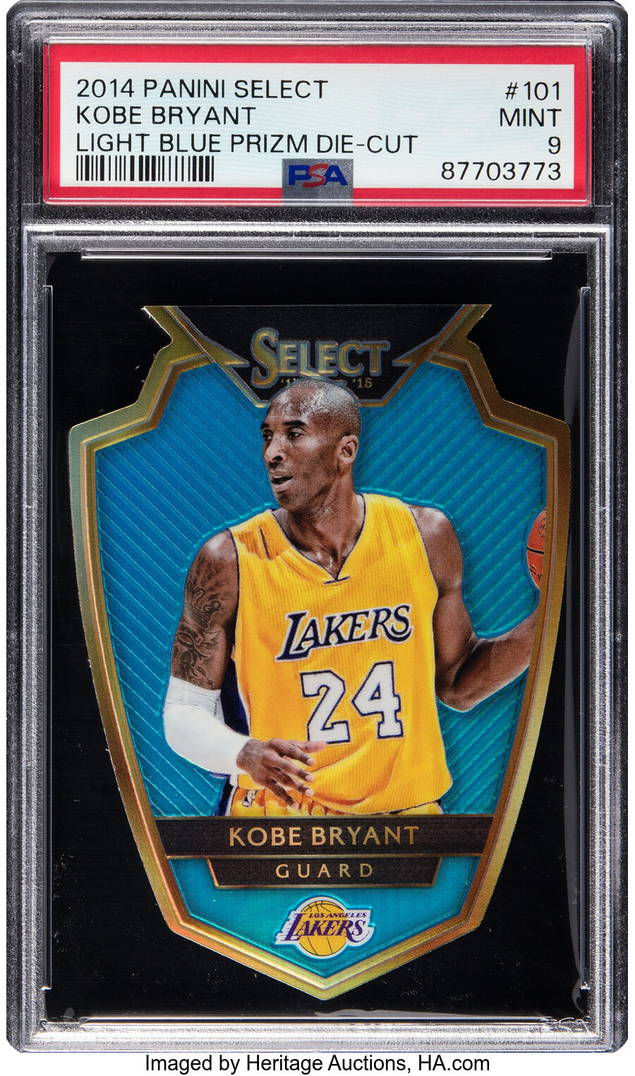 2014 Panini Select Kobe Bryant (Light Blue Prizm Die-Cut) #101 PSA Mint 9 - #'d 001/199