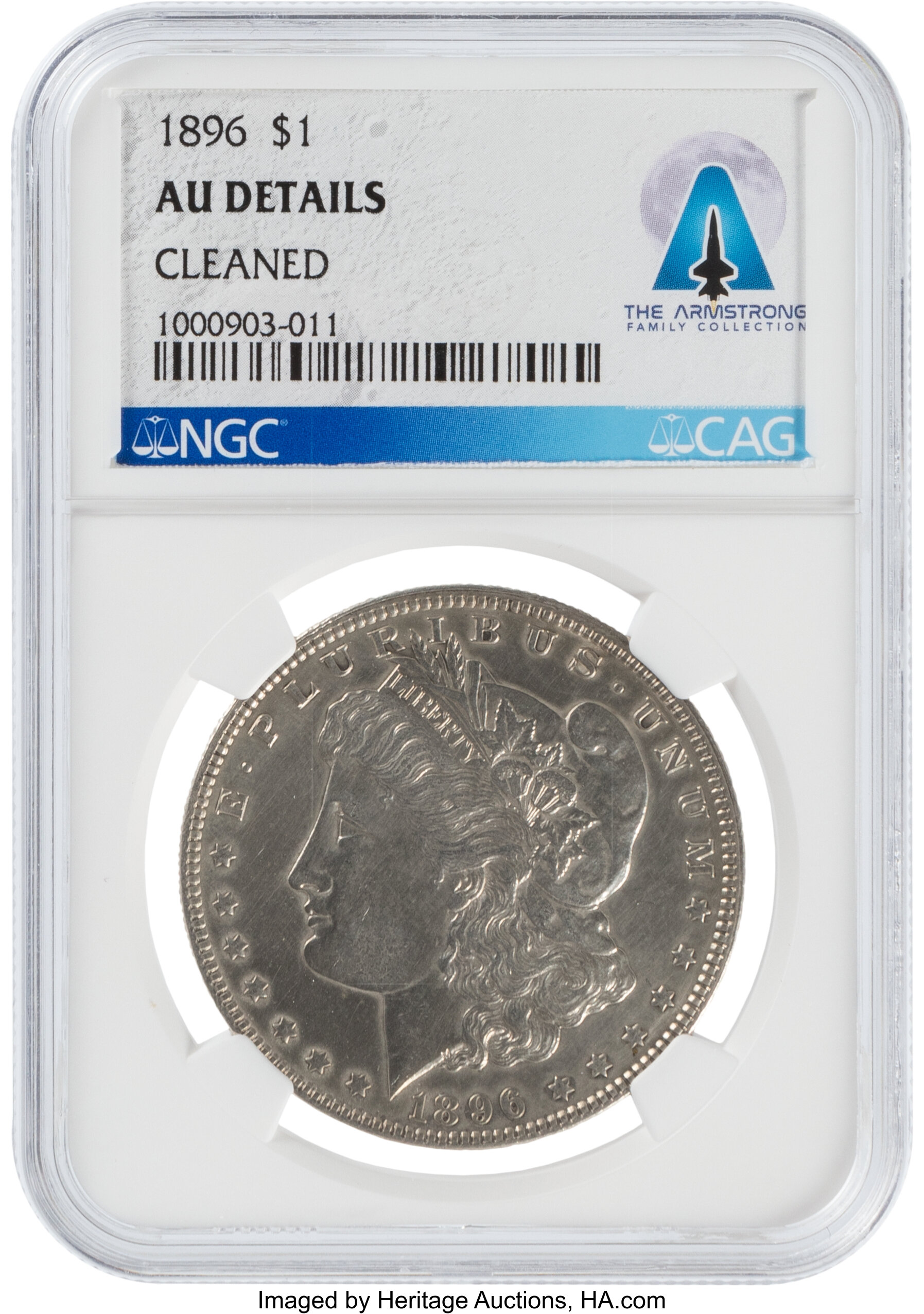 Neil Armstrong Coin Collection: 1896 $1 AU DETAILS CLEANED NGC | Lot ...