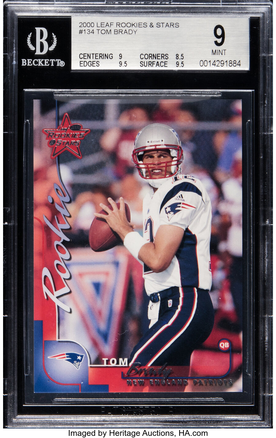 2000 Leaf Rookies & Stars Tom Brady Rookie #134 BGS Mint 9 - Numbered 857/1000