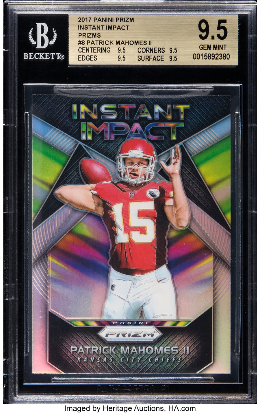 2017 Panini Prizm Patrick Mahomes II (Instant Impact) Silver Prizm Rookie #8 BGS Gem Mint 9.5