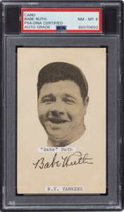 1930's Babe Ruth Signed Card, PSADNA NM-MT 8