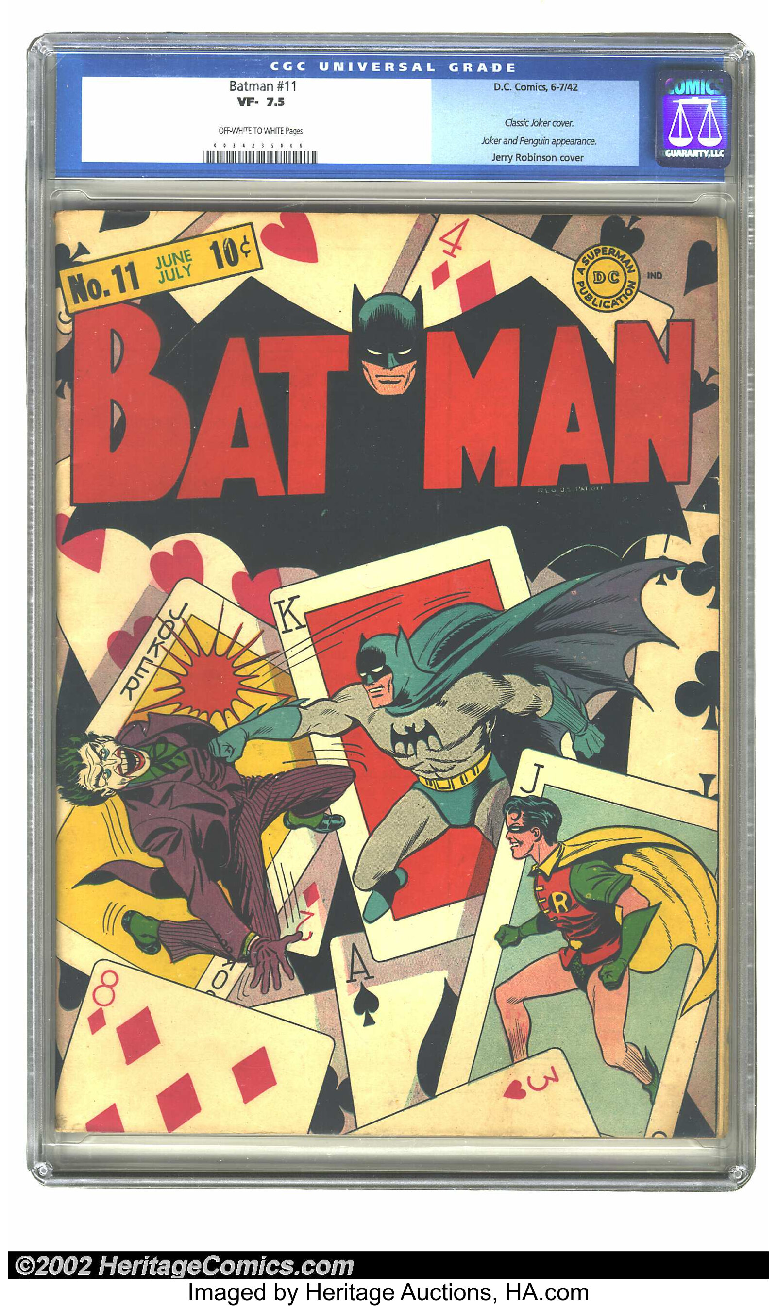 Batman 11 Dc 1942 Cgc Vf 7 5 Off White To White Pages Golden Lot 5998 Heritage Auctions