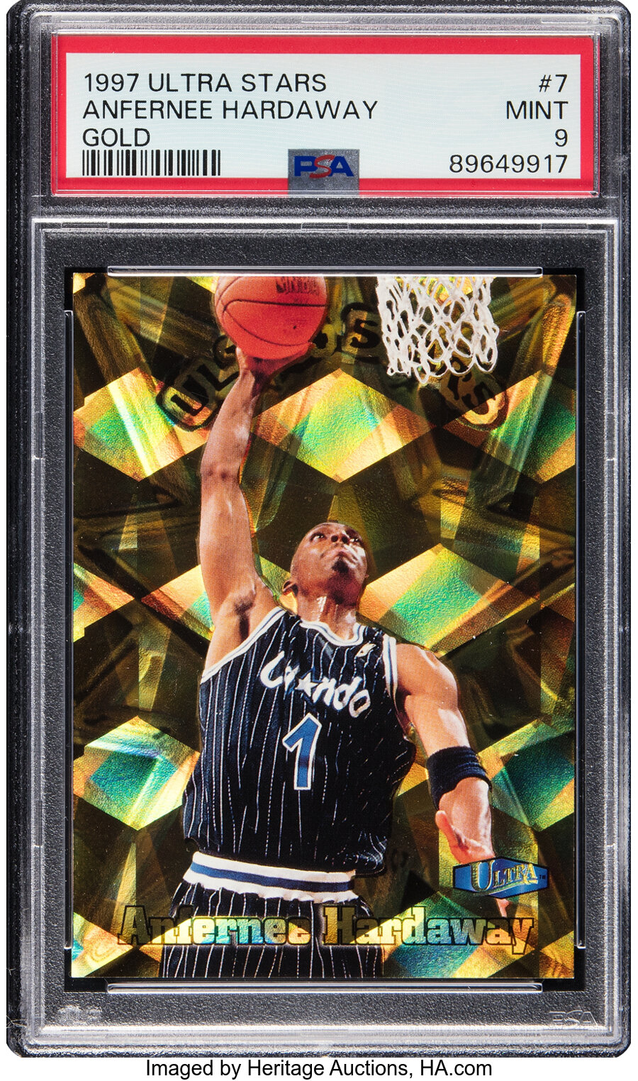 1997 Fleer Ultra Stars Anfernee Hardaway (Gold) #7 PSA Mint 9 - Two Higher!