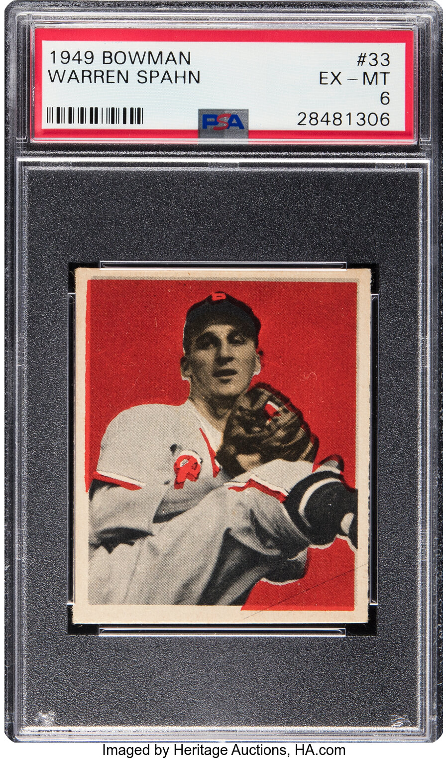 1949 Bowman Warren Spahn #33 PSA EX-MT 6