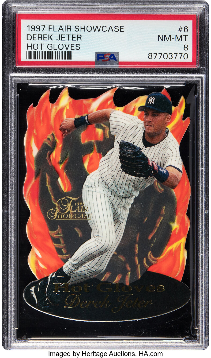 1997 Flair Showcase Derek Jeter (Hot Gloves) #6 PSA NM-MT 8