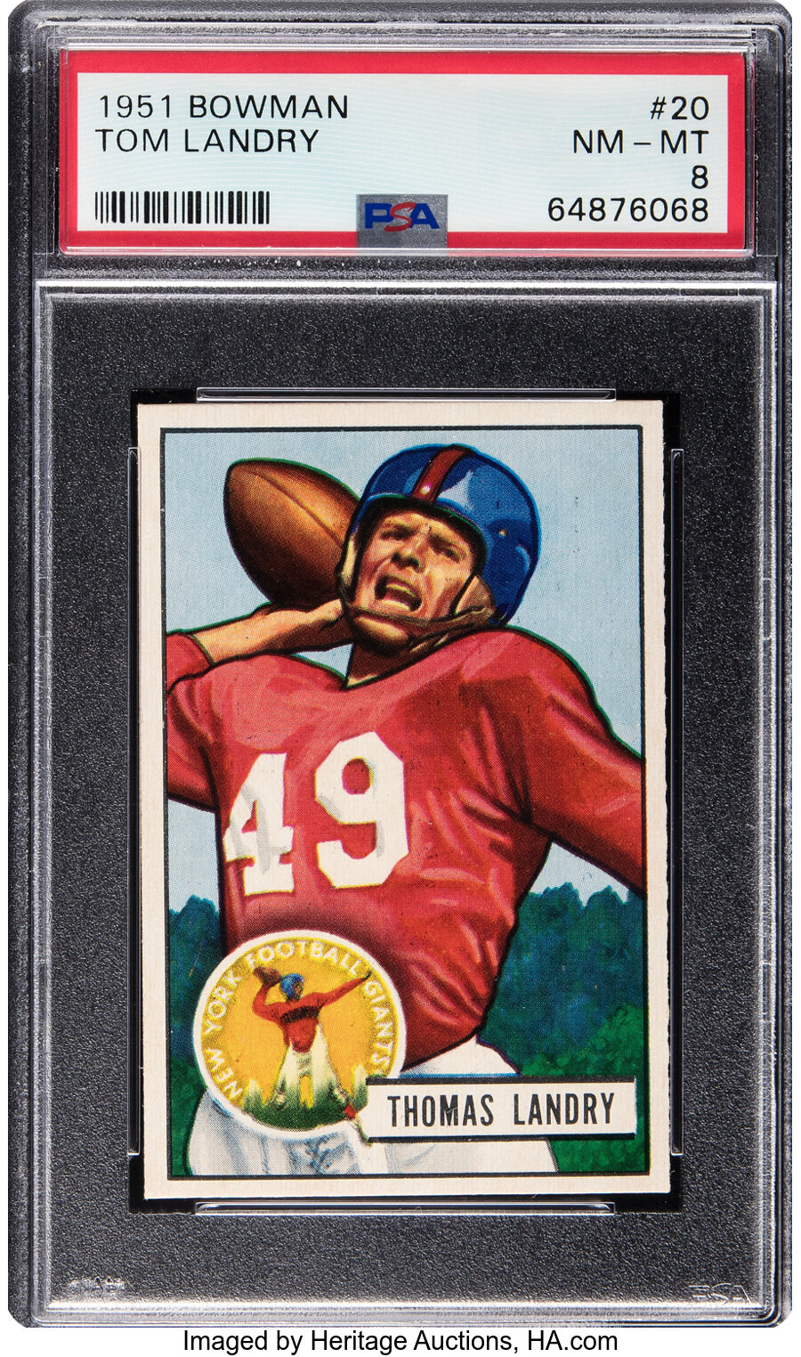 1951 Bowman Tom Landry Rookie #20 PSA NM-MT 8