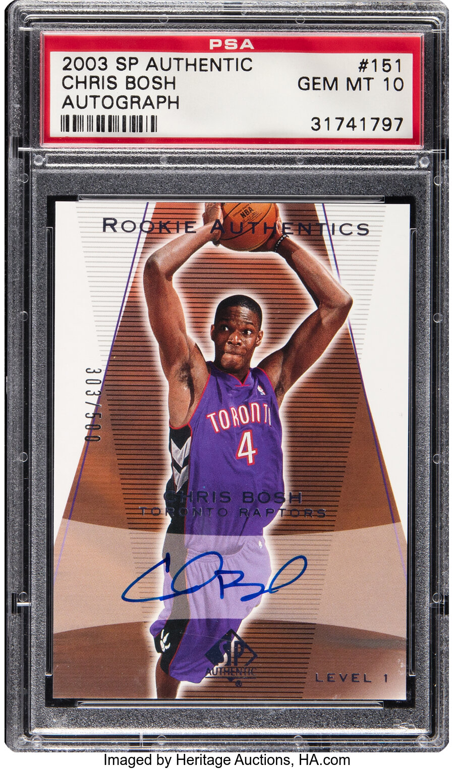 2003 Upper Deck SP Authentic Chris Bosh (Autograph) Rookie #151 PSA Gem Mint 10 - #'d 303/500