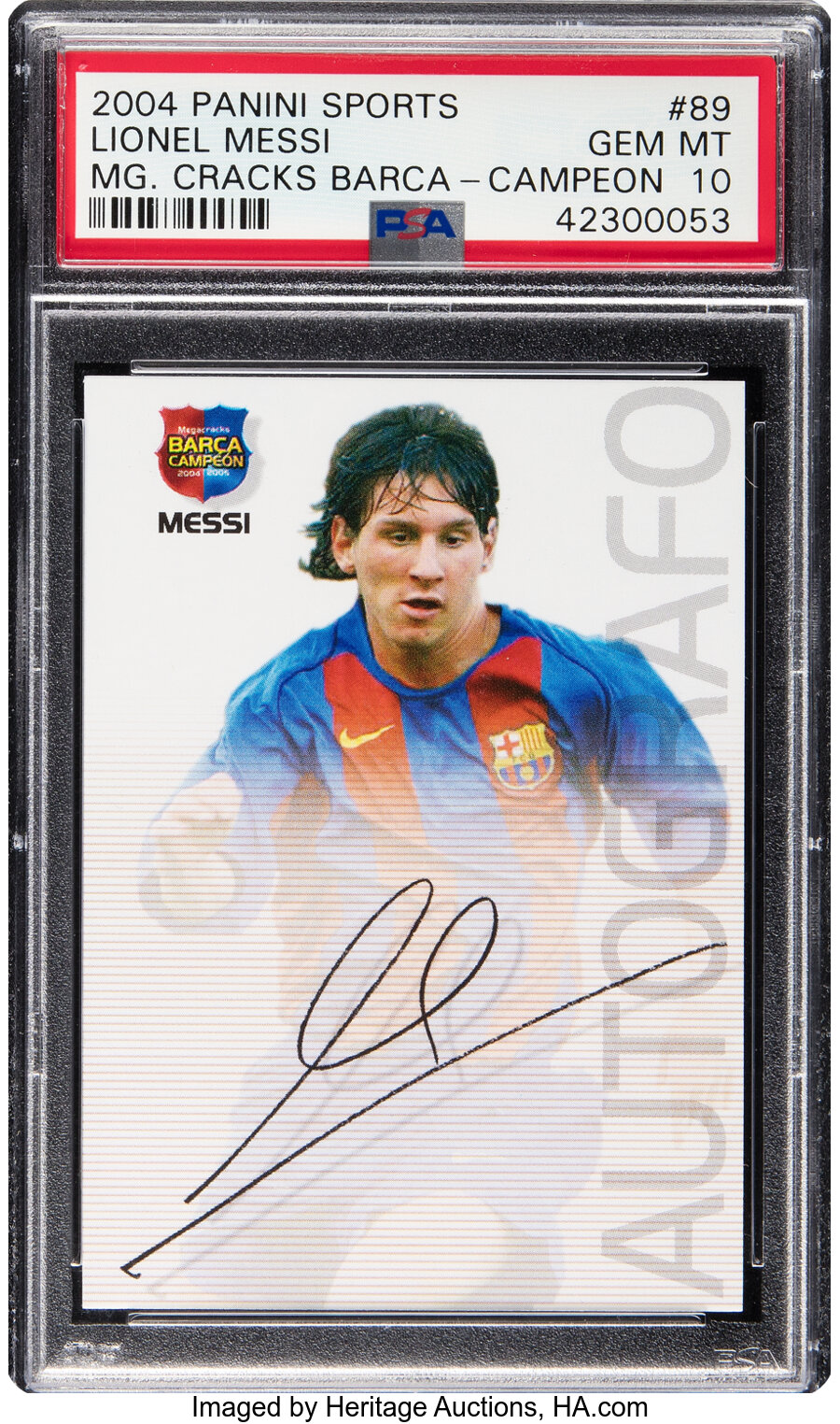 2004 Panini Sports Lionel Messi (Mega Cracks Barca - Campeon) Rookie #89 PSA Gem Mint 10