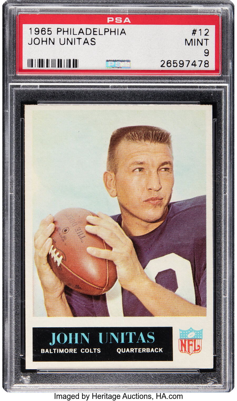 1965 Philadelphia John Unitas #12 PSA Mint 9