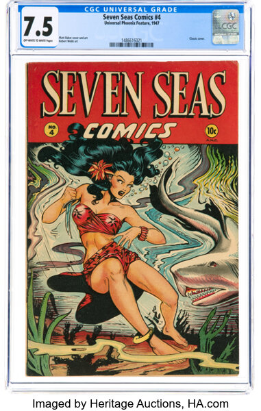 Seven Seas Comics #4 (Universal Phoenix Feature, 1947) CGC VF- 7.5 Off-white to white pages....