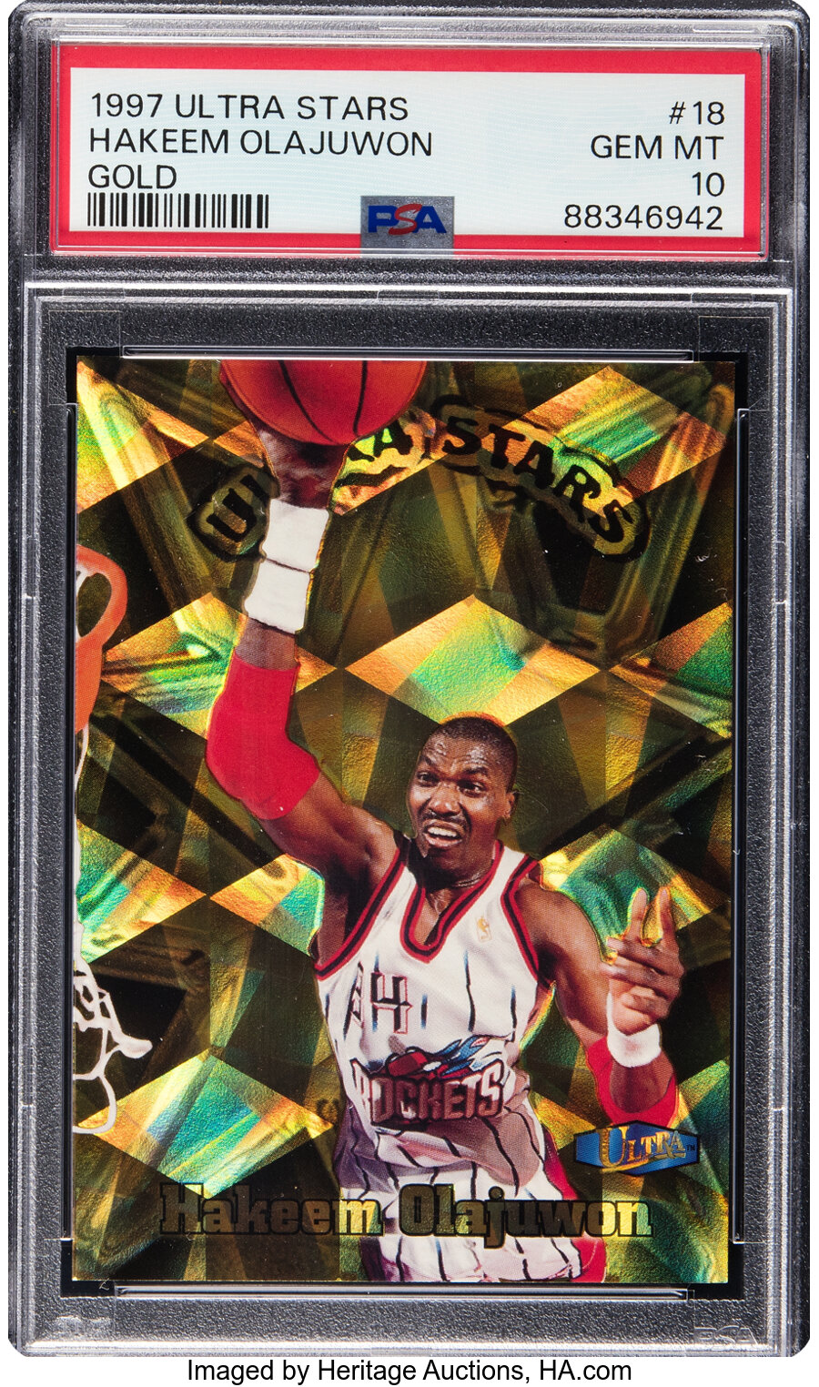 1997 Fleer Ultra Stars Hakeem Olajuwon (Gold) #18 PSA Gem Mint 10 - Pop Five