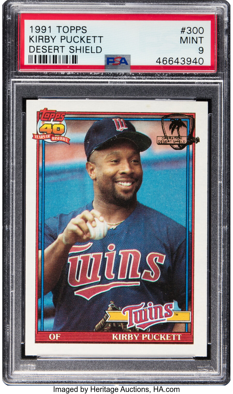 1991 Topps Desert Shield Kirby Puckett #300 PSA Mint 9