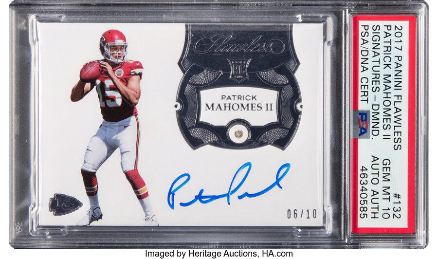 2017 Panini Flawless Patrick Mahomes II (Signatures Diamond) Rookie #132 PSA Gem mint 10, PSA/DNA Auto Authentic - #'d 06/10