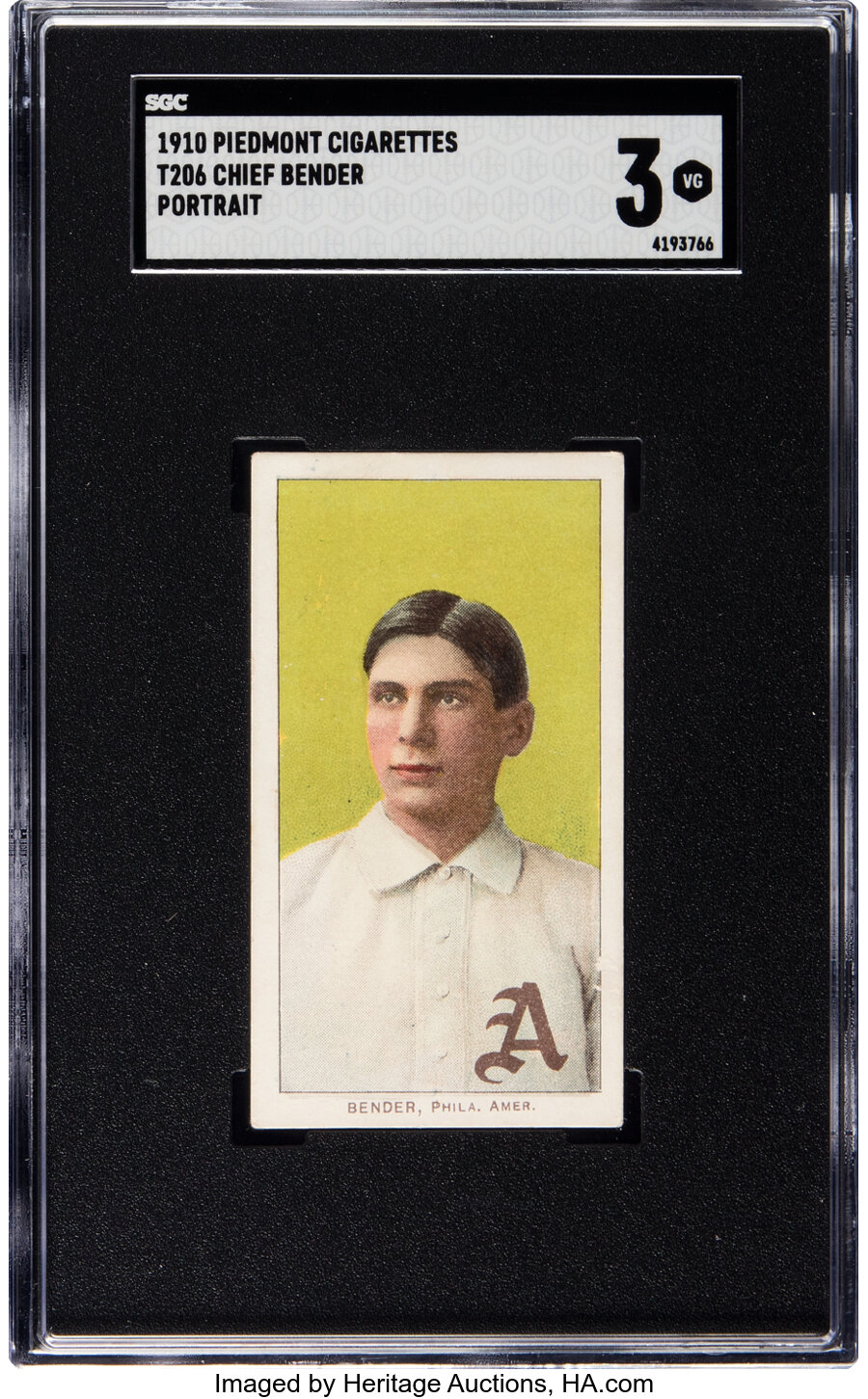 1909-11 T206 Piedmont 350 Chief Bender (Portrait) SGC VG 3