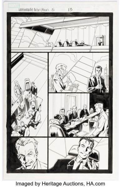 Mark Bagley and Scott Koblish Ultimate Iron Man #5 Story Page 13 Original Art (Marvel, 2006)...