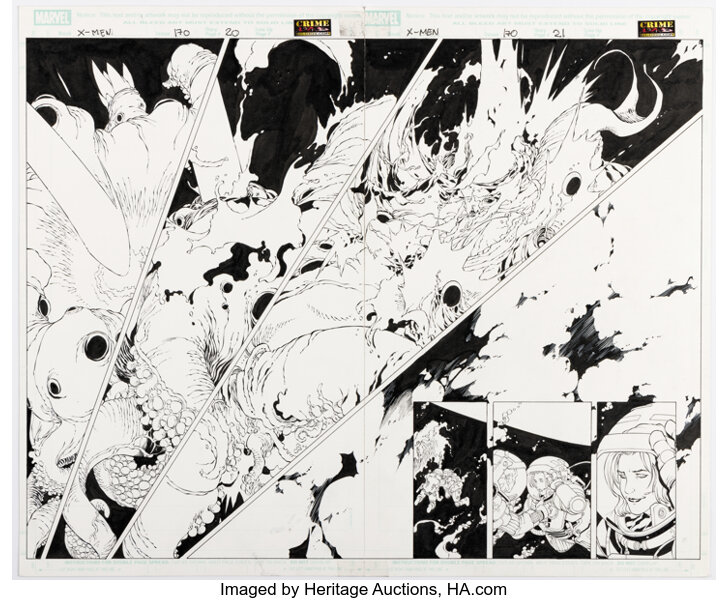 Salvador Larroca and Danny Miki X-Men #170 Double Page Spread 20-21 Original Art (Marvel, 20...