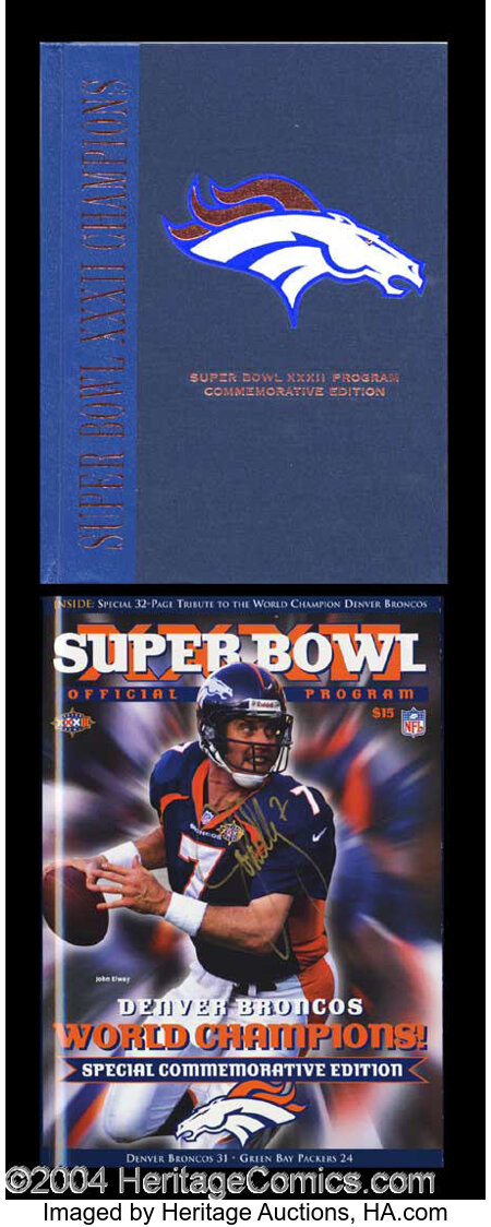 John Elway Super Bowl XXXII Signed Program Autographs, Lot #1273