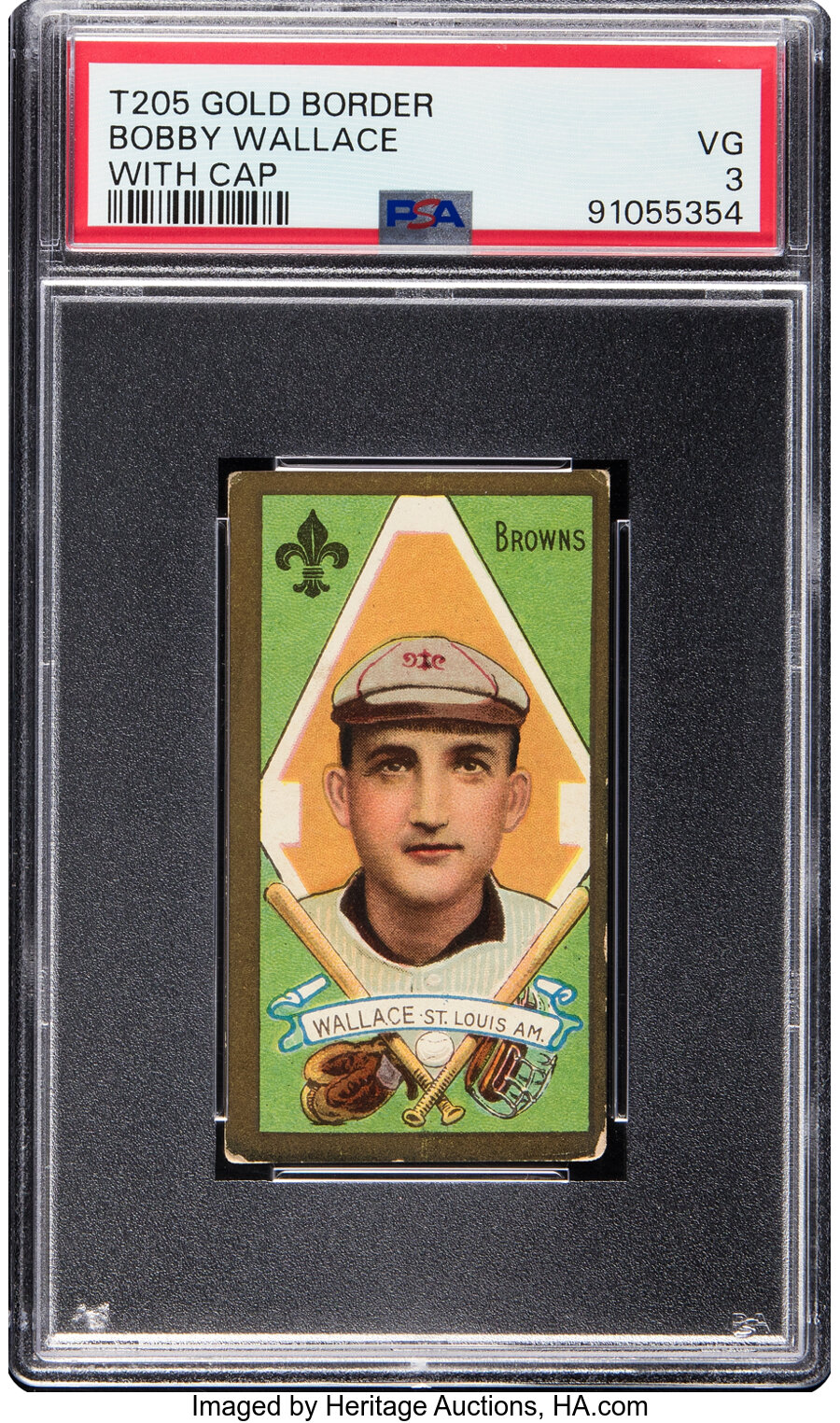 1911 T205 Piedmont Bobby Wallace (With Cap) PSA VG 3