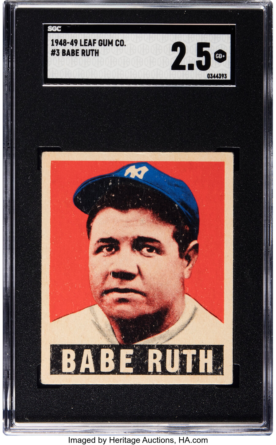 1948 Leaf Babe Ruth #3 SGC Good+ 2.5