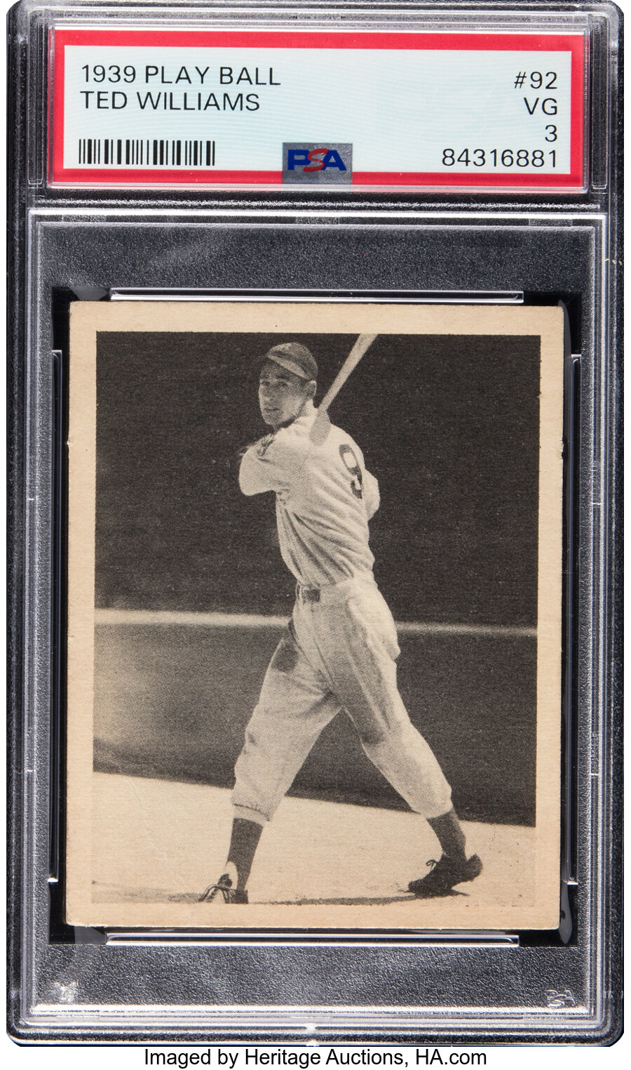 1939 Play Ball Ted Williams Rookie #92 PSA VG 3