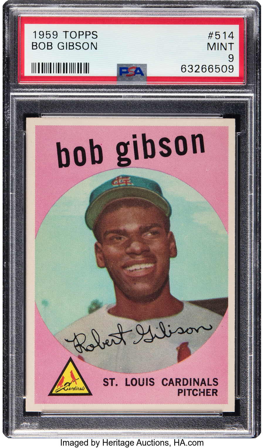 1959 Topps Bob Gibson Rookie #514 PSA Mint 9