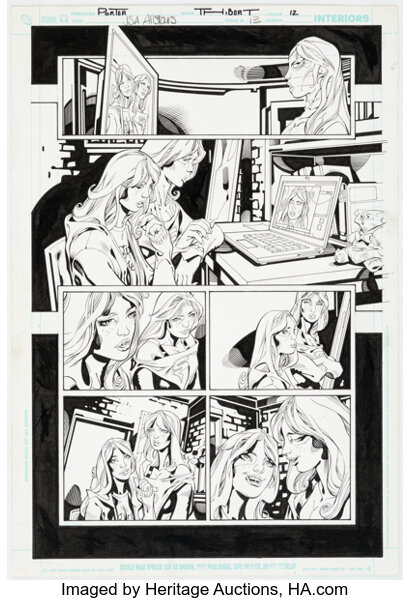 Howard Porter and Art Thibert JSA All Stars #13 Story Page 12 Original Art (DC, 2011).