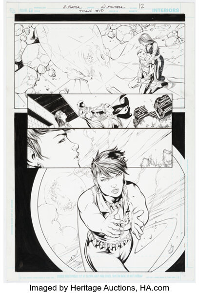 Howard Porter and Wayne Faucher Titans #10 Story Page 12 Original Art (DC, 2009)....