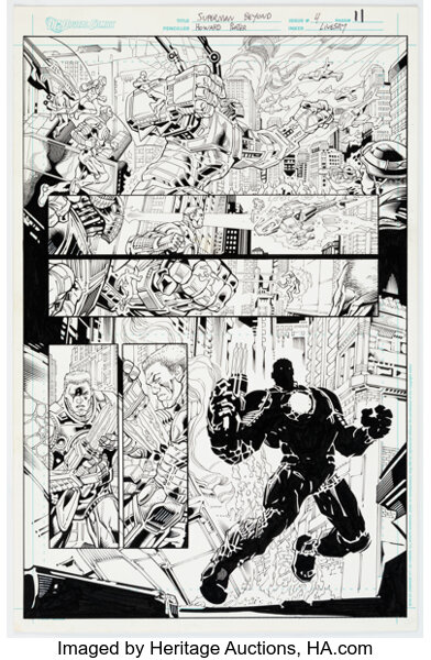 Howard Porter and John Livesay Superman Beyond #8 Story Pages 1-2 Original Art (DC, 2008).