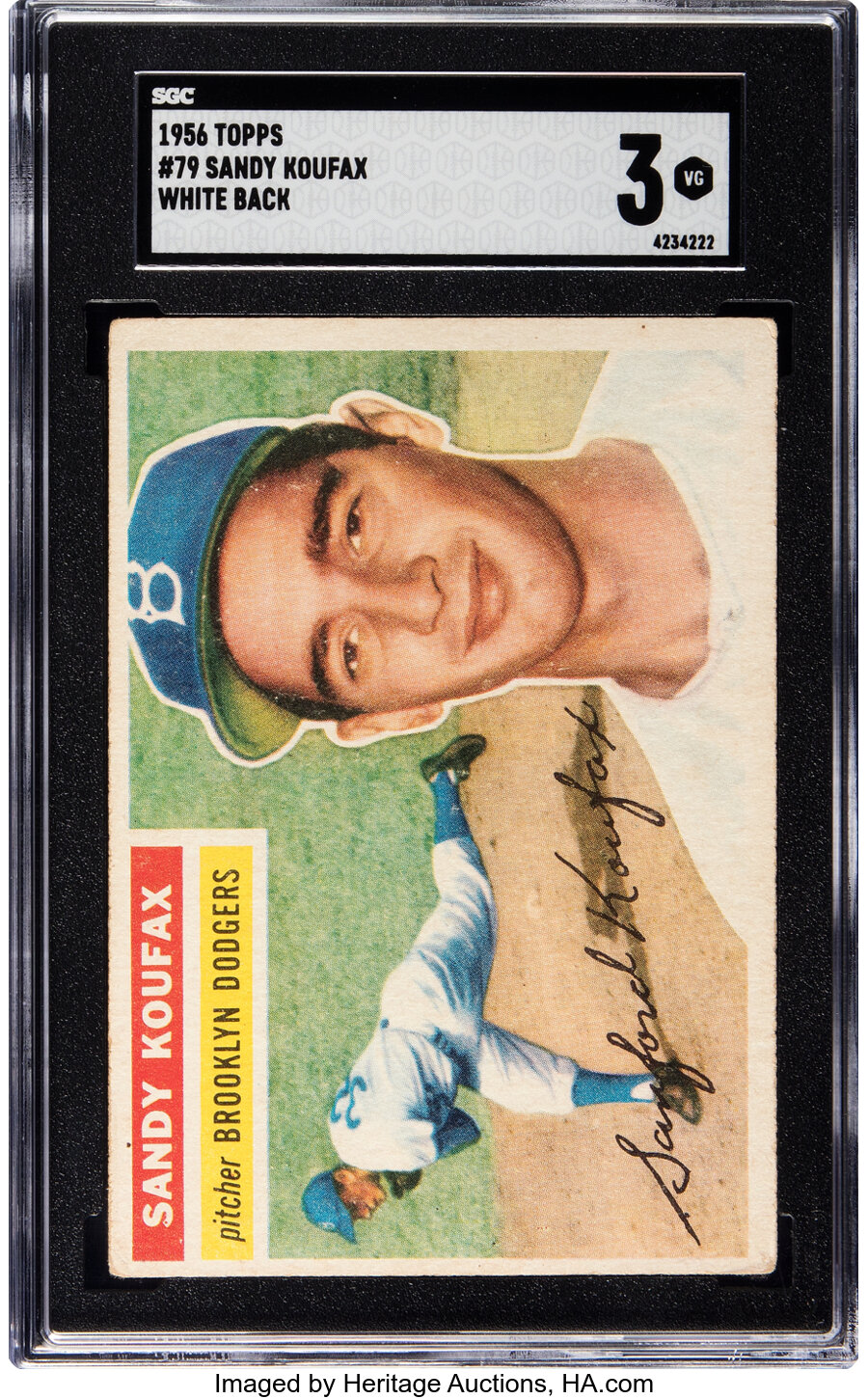 1956 Topps Sandy Koufax (White Back) #79 SGC VG 3