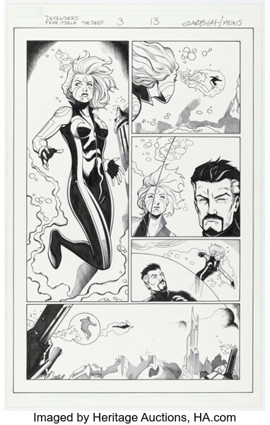 Lee Garbett and Dave Meikis Fear Itself: The Deep #3 (The Defenders) Story Page 13 Original ...