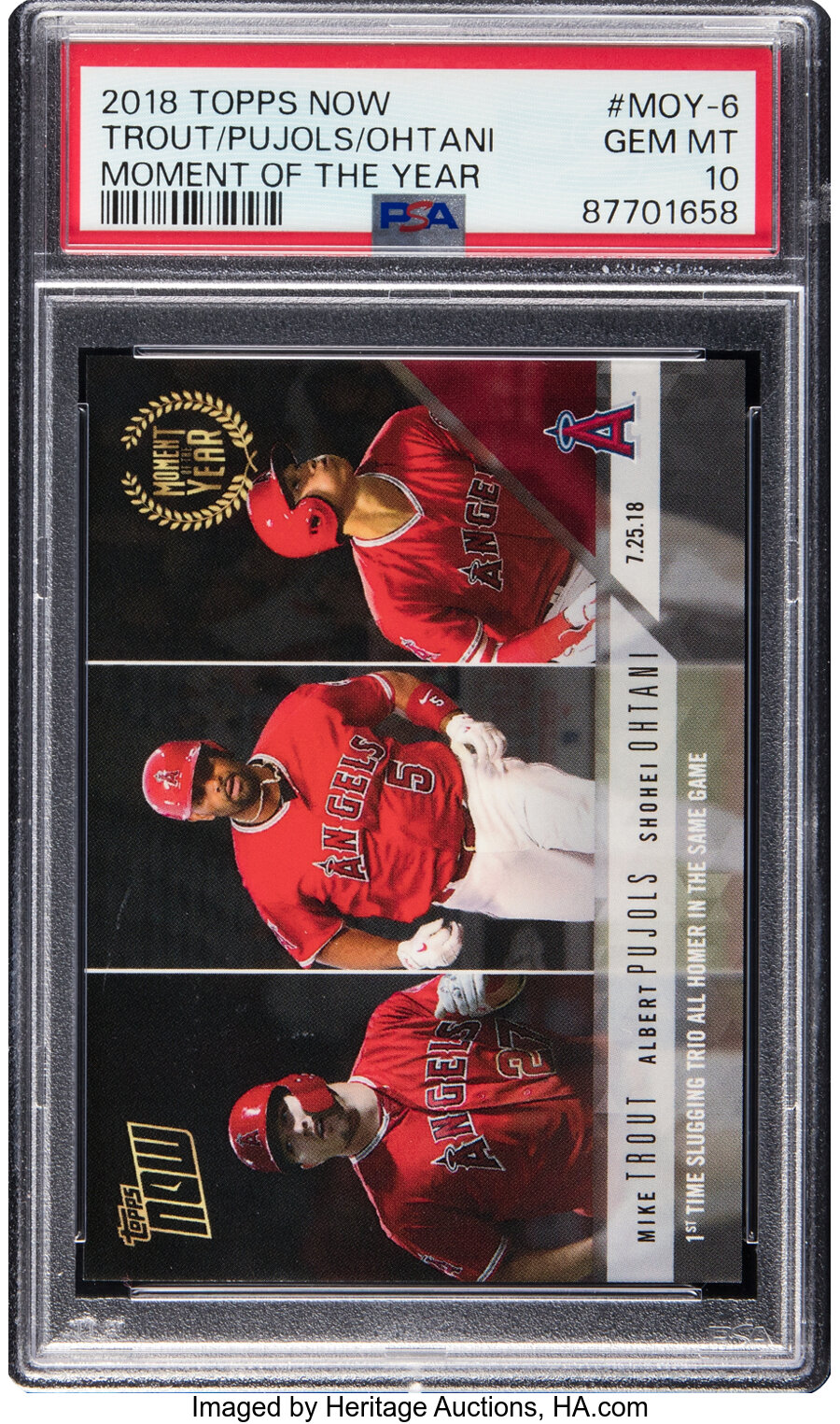 2018 Topps Now Albert Pujols, Mike Trout, Shohei Ohtani - Moment Of The Year #MOY-6 PSA Gem Mint 10